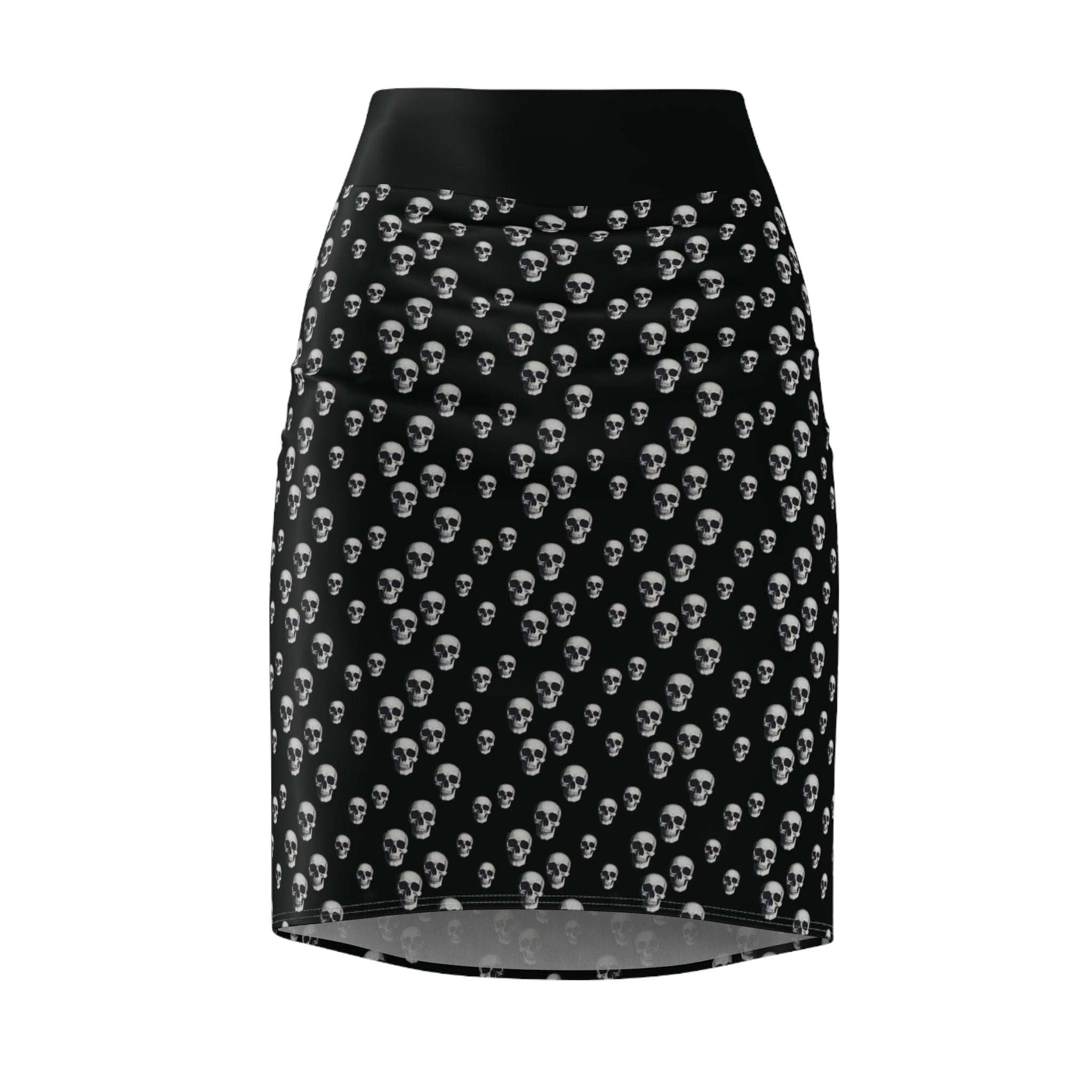 Gothic Skull Pencil Skirt | Edgy Fashion Statement | Women's AOP Skirt, Halloween Outfit, Alternative Style, Everyday Wear, Festival Look - CTDSF