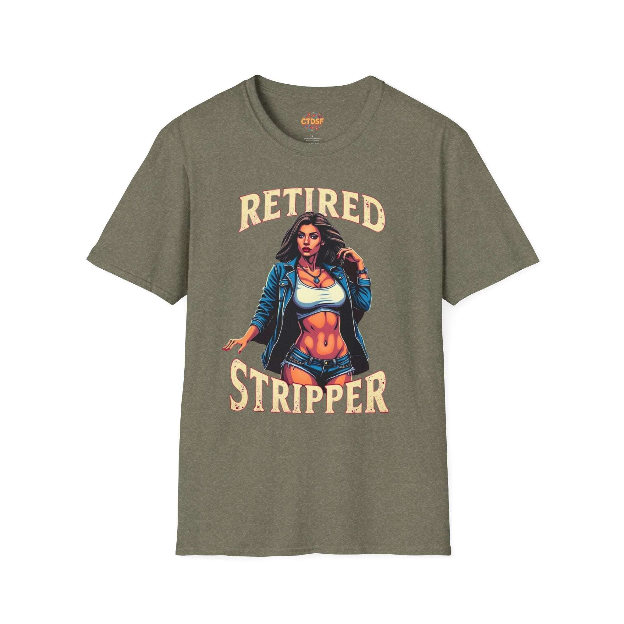 Retired Stripper Unisex Softstyle T-Shirt - Fun Gift for Celebrations - CTDSF