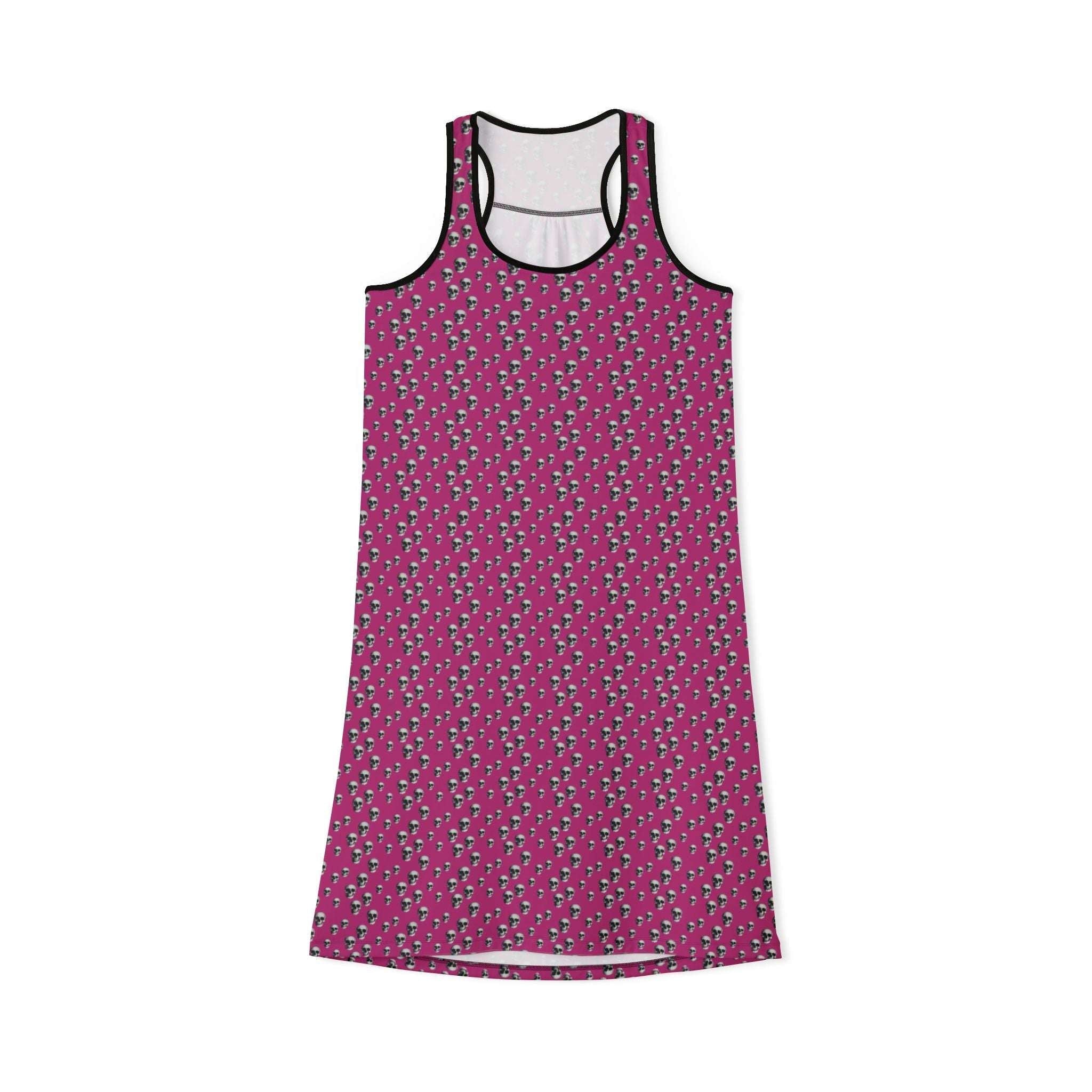 Skull Pattern Pink Racerback Dress - CTDSF