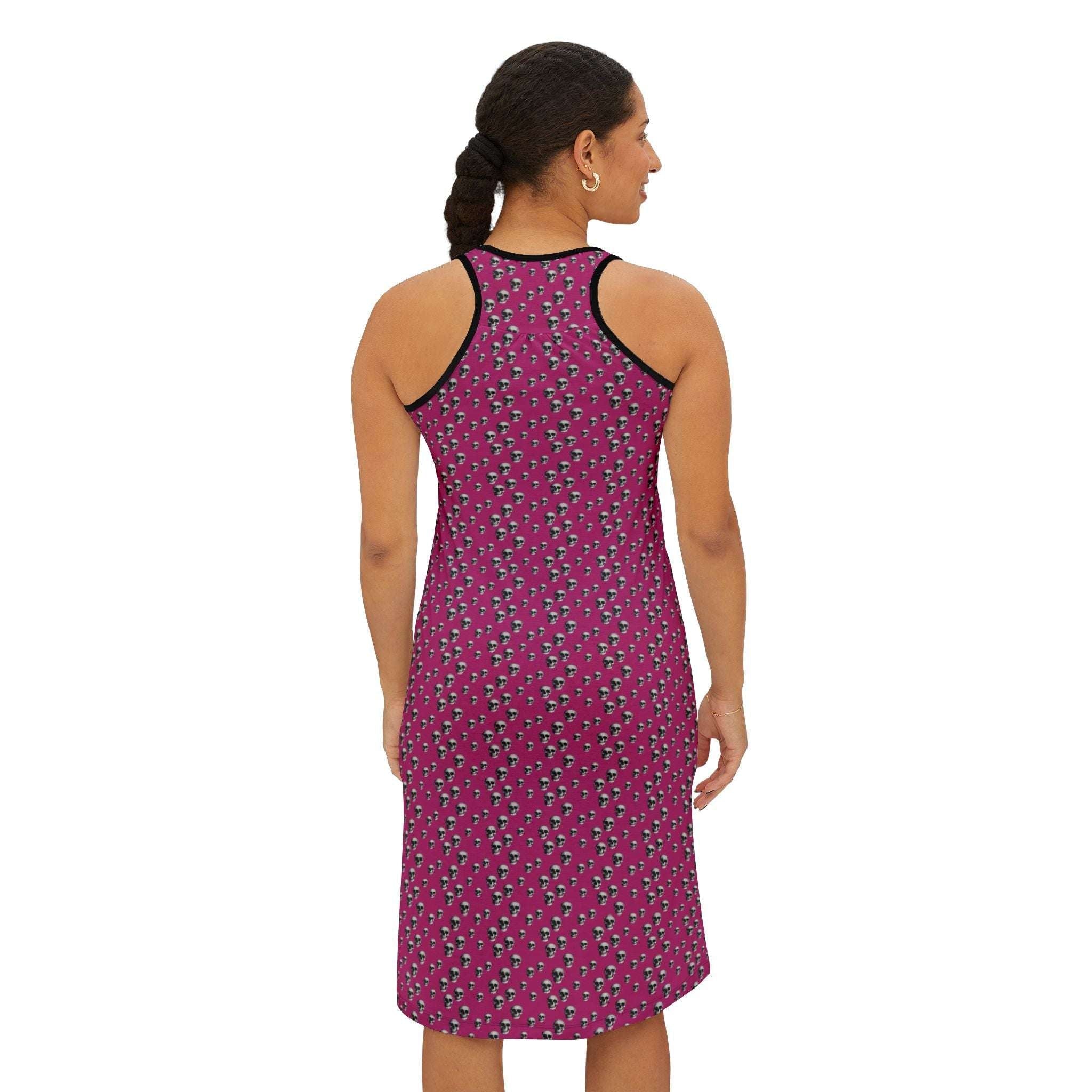 Skull Pattern Pink Racerback Dress - CTDSF