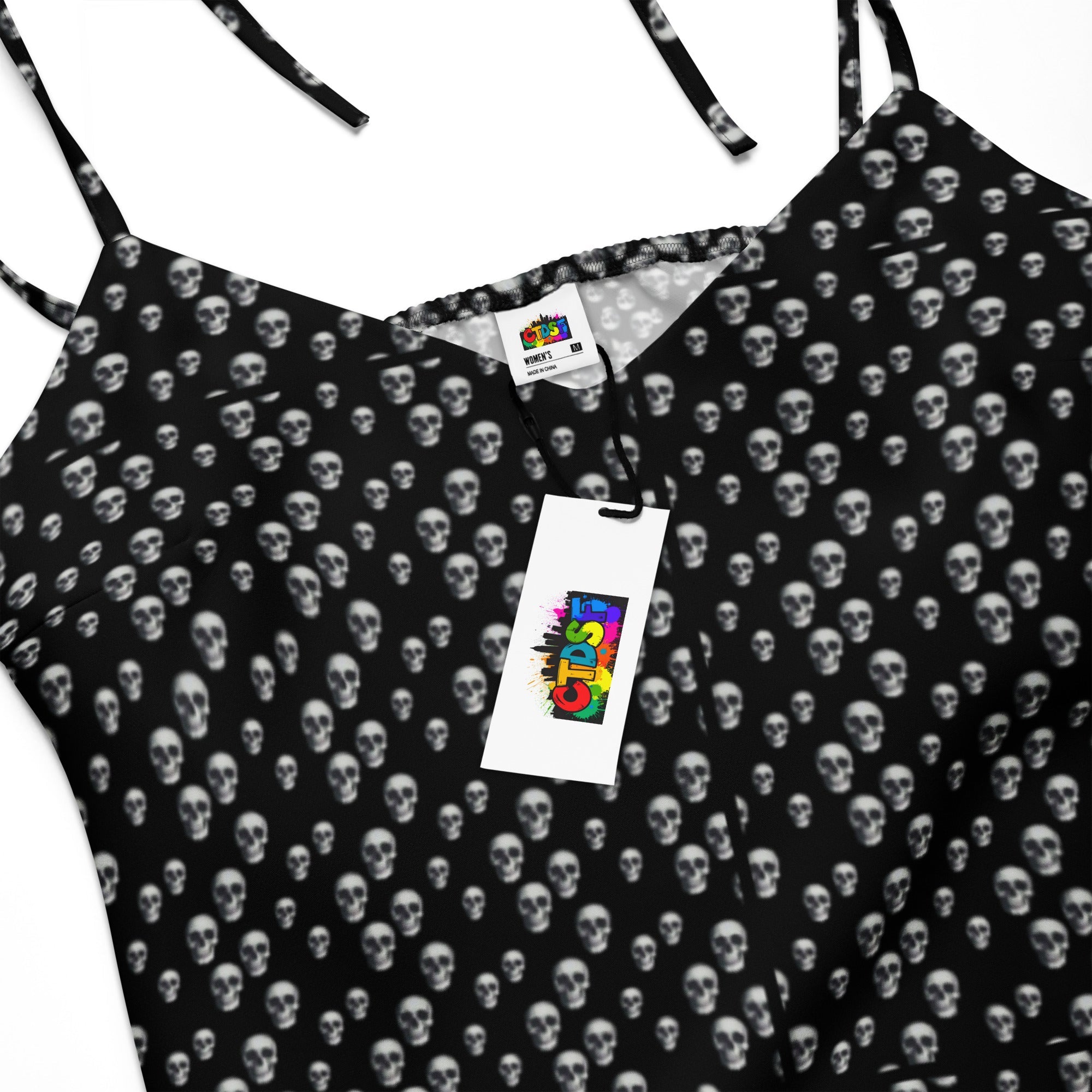 Skull Print Tie - strap midi dress - CTDSF