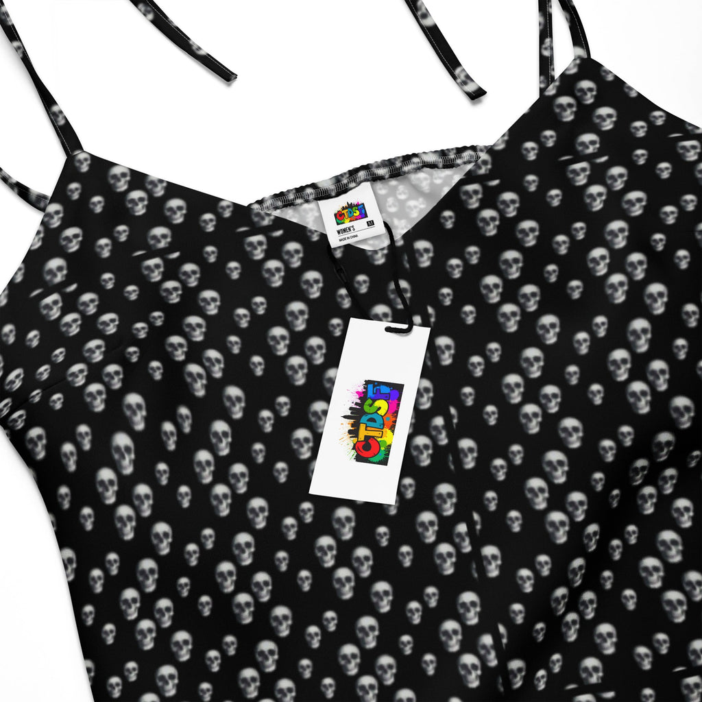 Skull Print Tie - strap midi dress - CTDSF